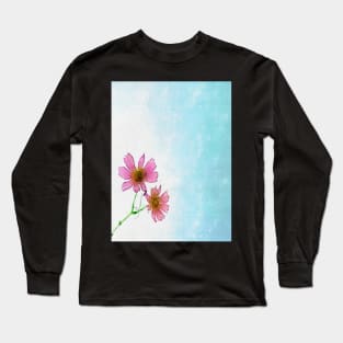 Beautiful pink cosmos flowers falling in the air Long Sleeve T-Shirt